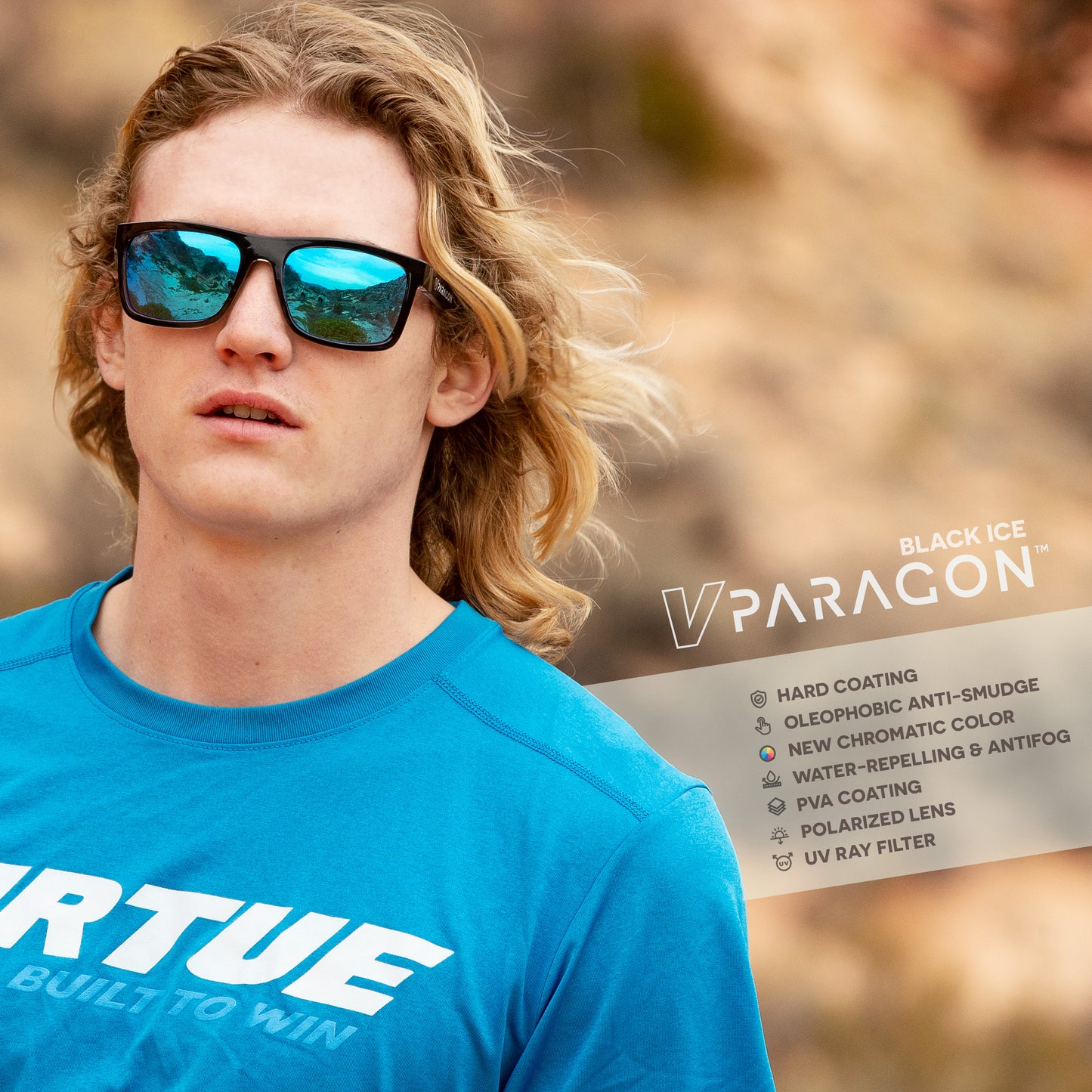 Virtue V-Paragon Polarized Sunglasses - Polished Ice Black